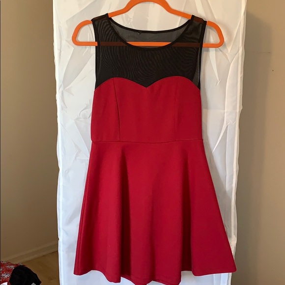 Red dress with black mesh on front and back - Picture 1 of 4